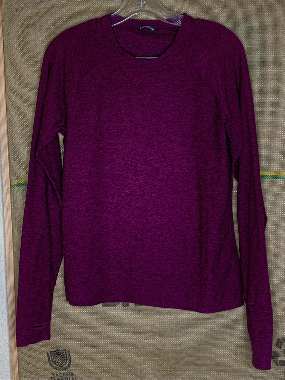 oiselle Long-Sleeve Crewneck Top in Plum Berry